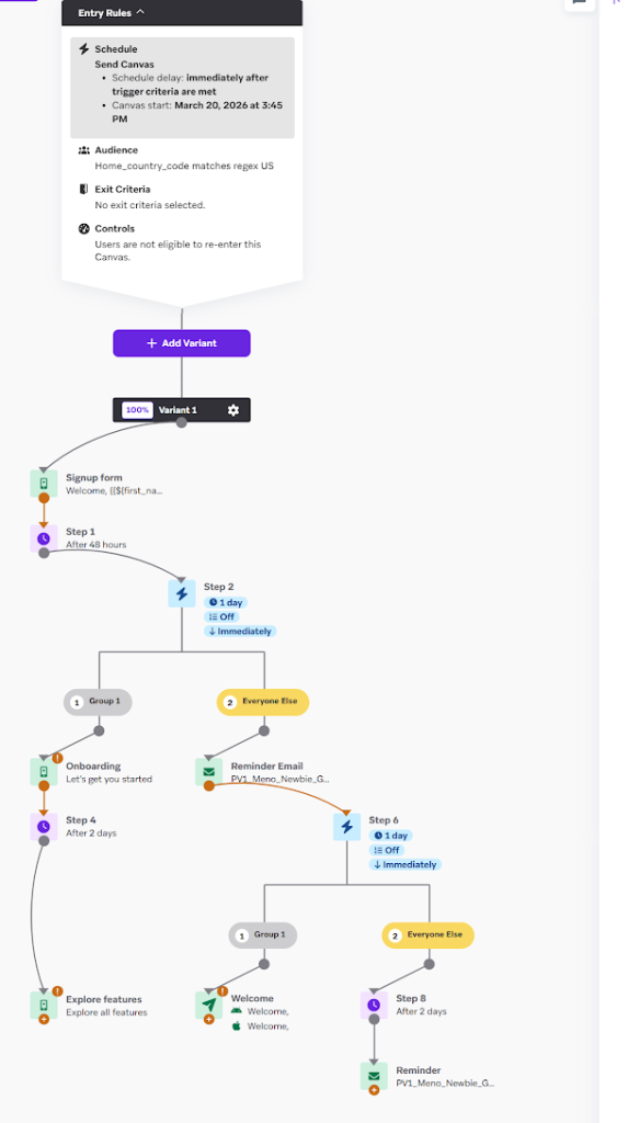 Braze onboarding journey
