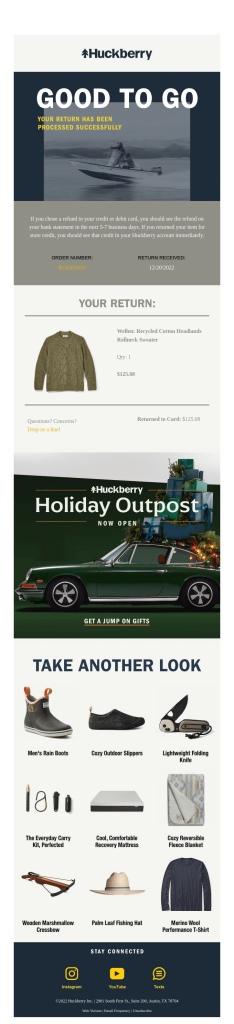 Huckberry returns email
