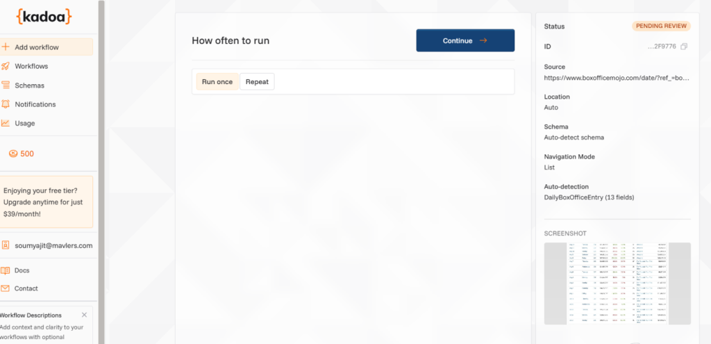Choose fields to extract