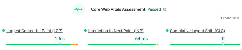 Core Web Vitals assessment