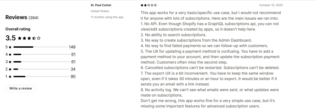 The starter Shopify app reviews

