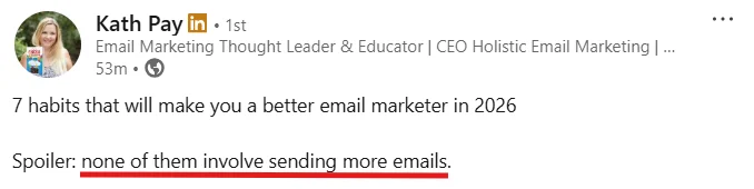 Kath Pay on sending more emails