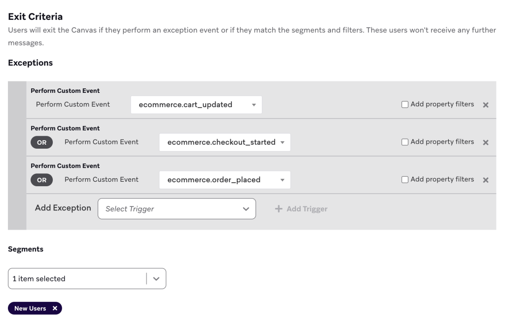 Exit Criteria in Braze