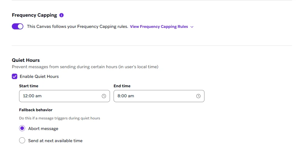 Braze frequency capping