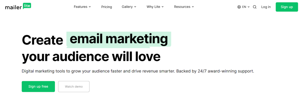 MailerLite Home Page