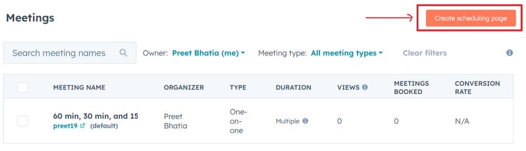 HubSpot meeting scheduler