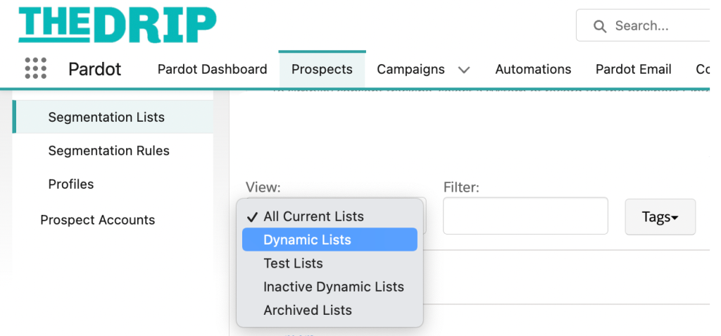 Pardot dynamic lists