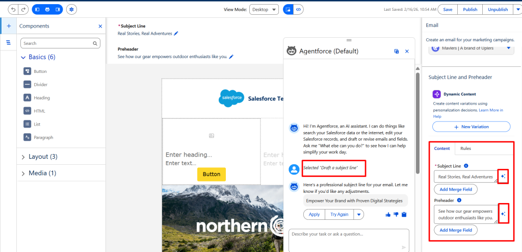 Subject line generation in MCN