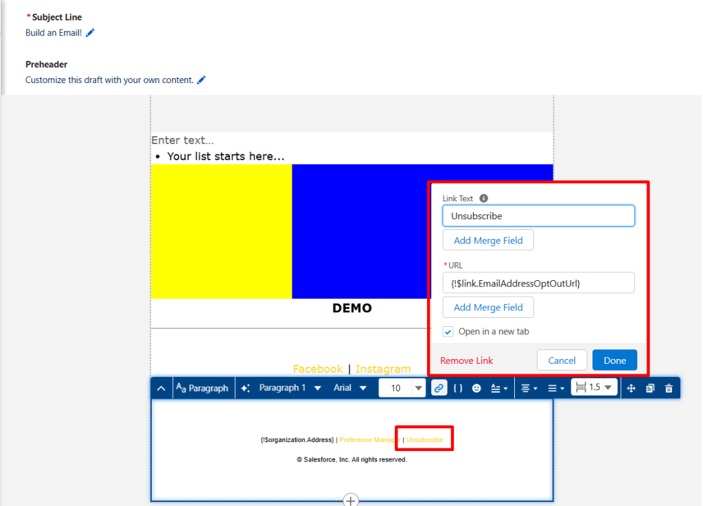 Unsubscribe setup in MCN