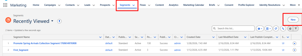 Segment creation in MCN