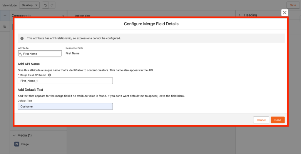 configure merge fields