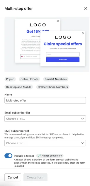 Multistep offer in Klaviyo