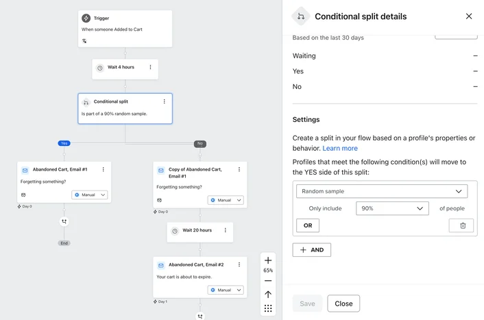 Klaviyo In-flow Testing