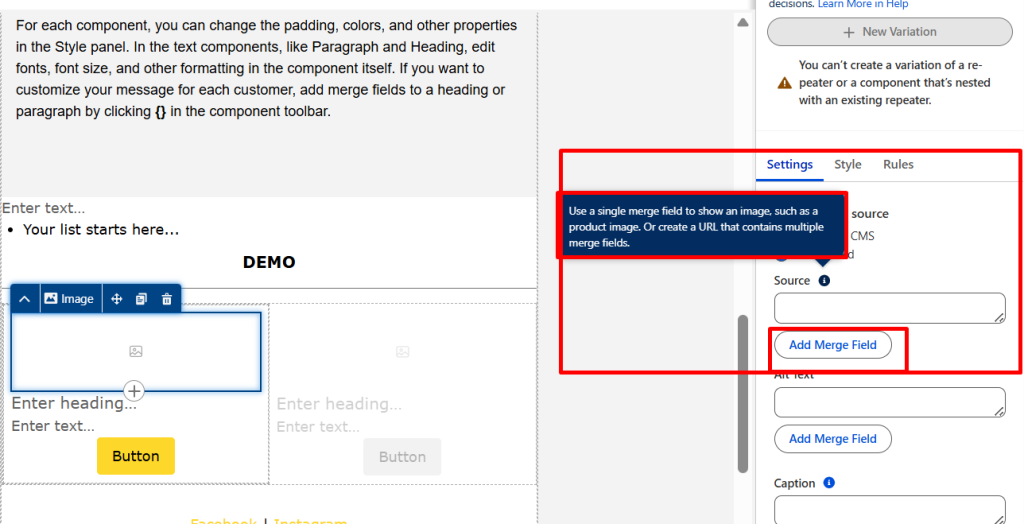 Add merge fields