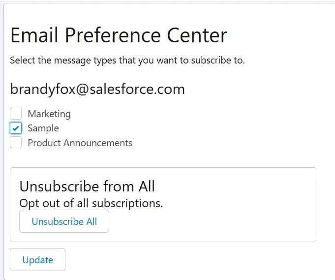 Email preference center 