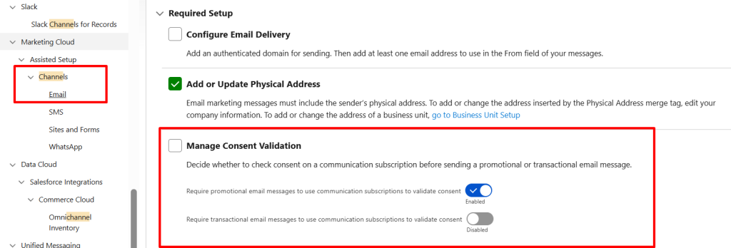 Manage consent validation