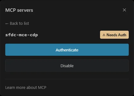 MCP server authentication