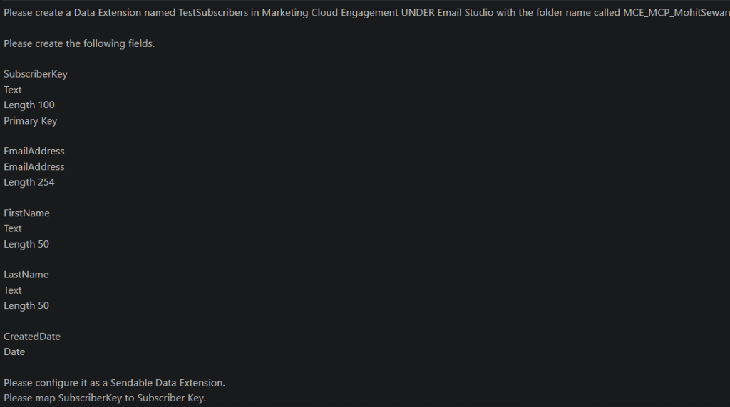 Data extension prompt 