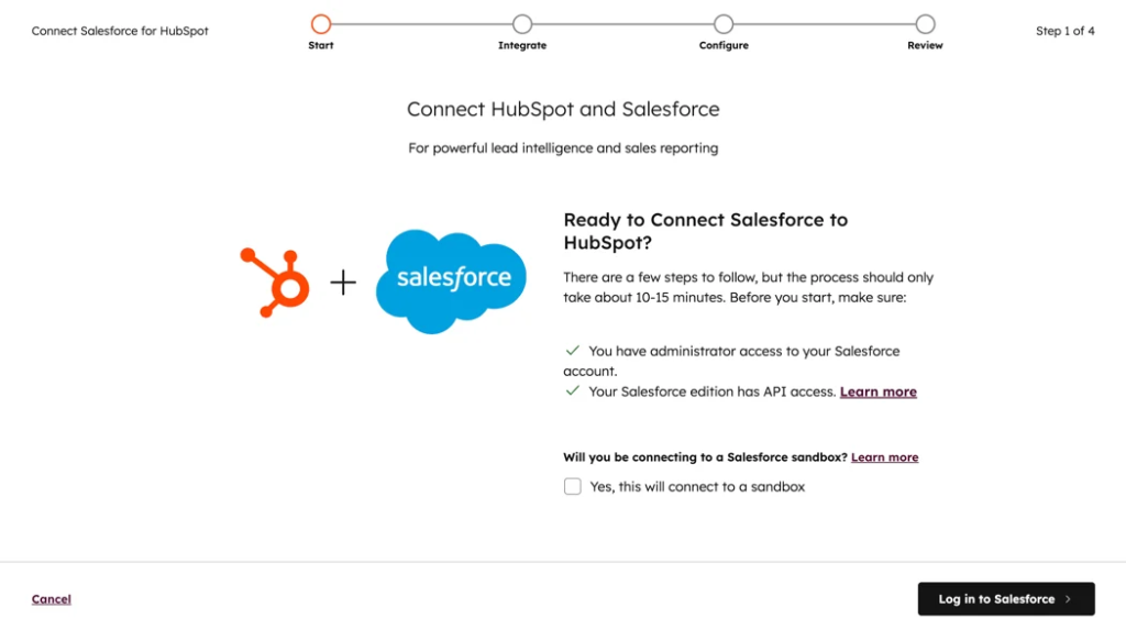 Connect hubspot and salesforce