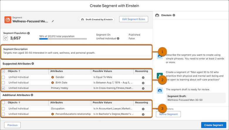 Create segment with einstein 