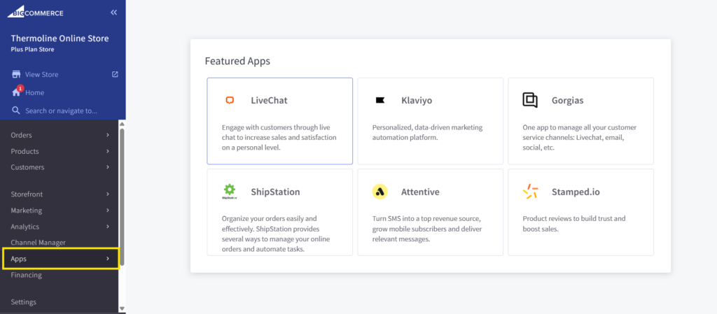  bigcommerce dashboard
