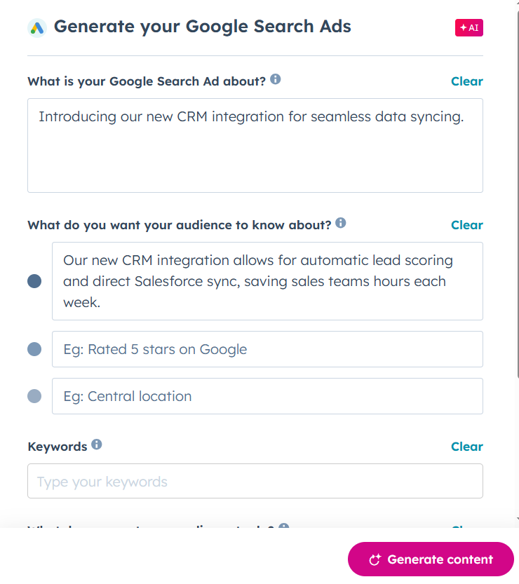 hubspot ai copy generator