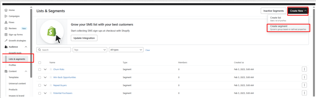 lists and segments in klaviyo
